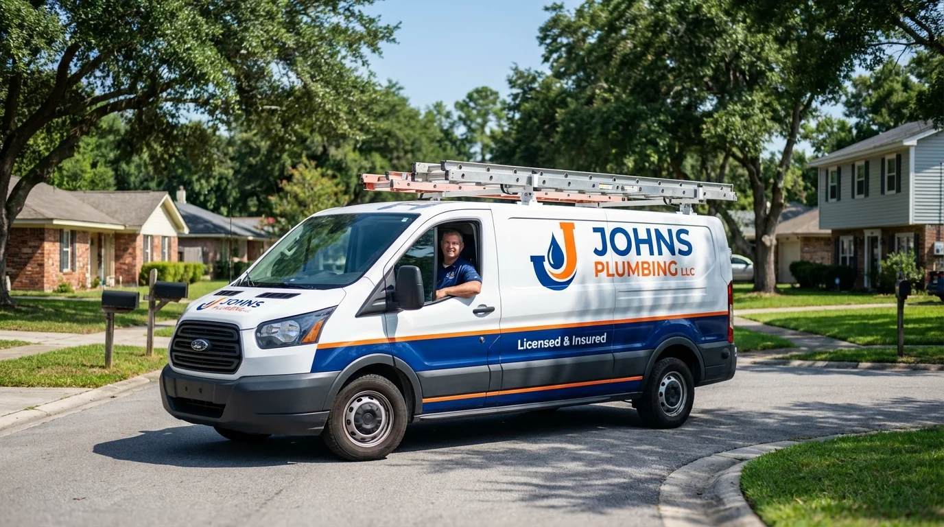 Johns Plumbing LLC service van in Williamsport, IN