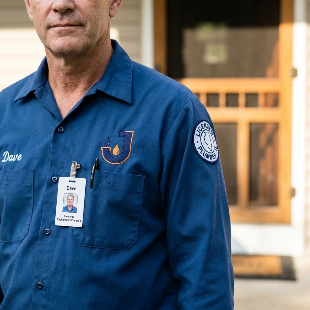 Licensed plumber showing ID badge in Williamsport, IN