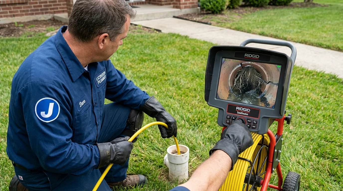 Sewer camera inspection being performed by Johns Plumbing LLC in Williamsport